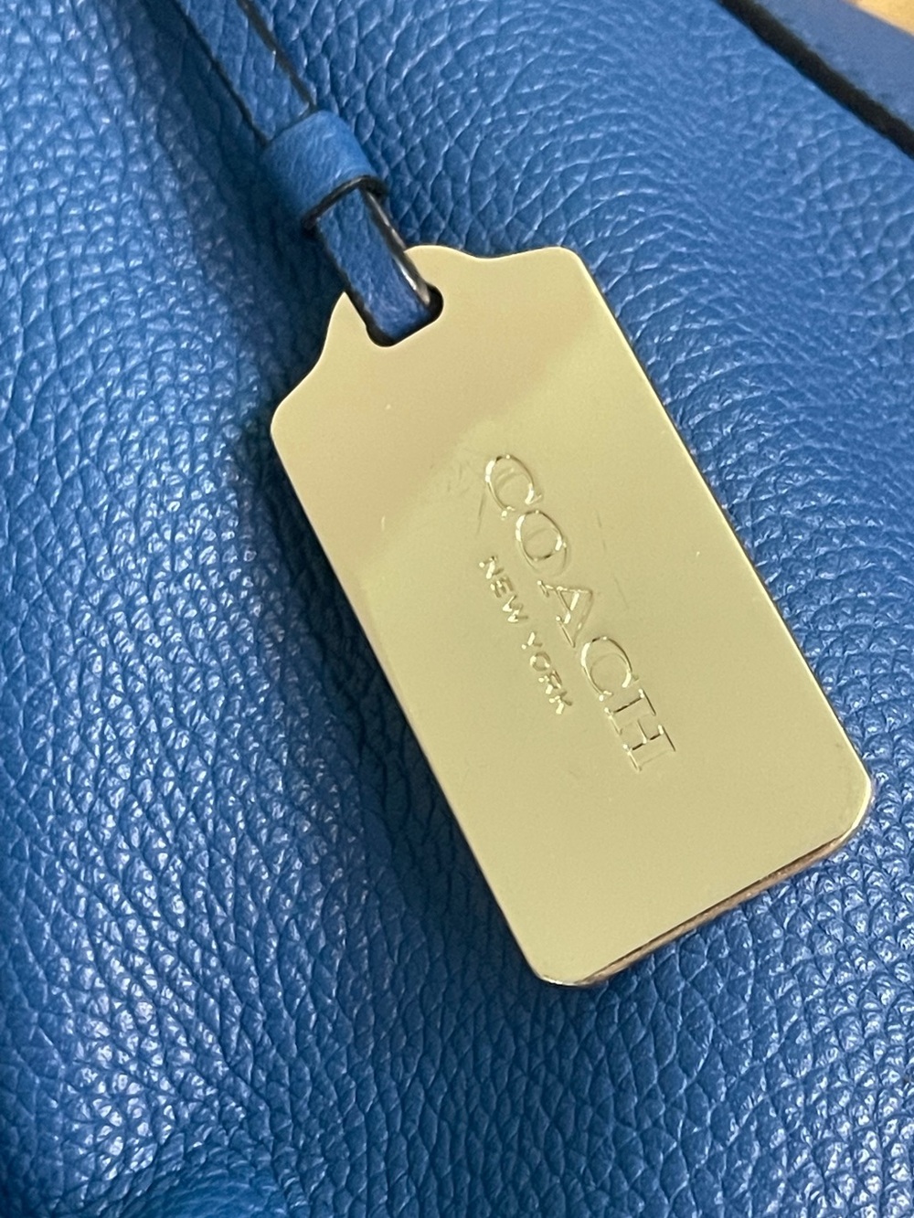 COACH Edie 31 Cobalt Blue Pebbled Leather Shoulder Bag - Picture 5 of 14